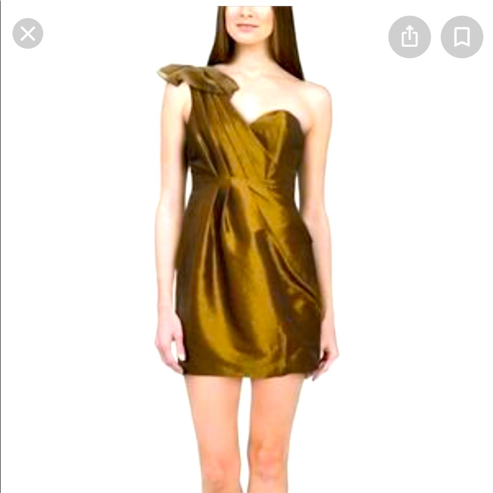 New Ali Ro Asymmetrical Bronze Cocktail Dress NWT